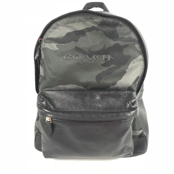 coach camo leather backpack